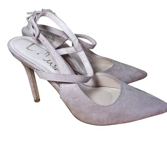 Lulus Pink Velvet Strappy Pointy Toe Heels Size 6 Medium Great condition - Picture 3 of 9